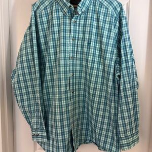 Ariat Shirt Mens Size XXL Green Plaid Pro Series Button Down Long Sleeve Western